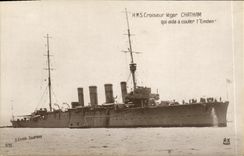CPA Bateau Croiseur Leger Chatham Qui Aida A Couler L'Emden