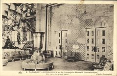 VINTAGE POSTCARD Interior Boat of the Normandy Steamer of the Transatlantic General Company a corner of the large living room