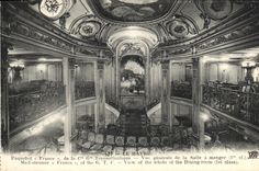 Vapor Francia de Le Havre del barco de la POSTAL de la VENDIMIA de la opinión Transatlantic General Company del comedor