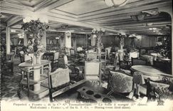 CPA Bateau Le Havre Paquebot France de la Compagnie Generale Transatlantique La salle a manger