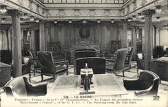 Vapor Francia de Le Havre del barco de la POSTAL de la VENDIMIA de los Transatlantic General Company el fumar-cuarto de las primeras clases