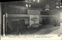 Vapor Francia de Le Havre del barco de la POSTAL de la VENDIMIA de los Transatlantic General Company la sala de estar Moorish