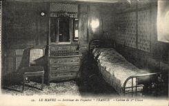 Barco Le Havre interior de la POSTAL de la VENDIMIA de la cabina de Francia del vapor de la 1ra clase