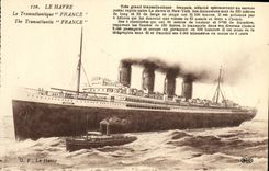 Barco Le Havre de la POSTAL de la VENDIMIA la silla de cubierta Francia