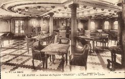 Barco Le Havre de la POSTAL de la VENDIMIA la silla de cubierta Francia que el fumar-cuarto del 1r clasifica