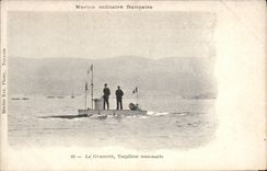 VINTAGE POSTCARD Boat French Navy Gymnote Destroyer submarine