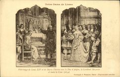 VINTAGE POSTCARD Pilgrimage Of Louis XIV And Marie Therese With the Duke of Anjou the Mazarin cardinal and all the Notre Dame court