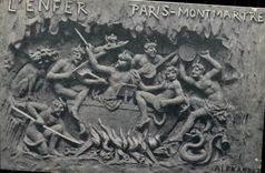 Fantasía de la POSTAL de la VENDIMIA el infierno París Montmartre