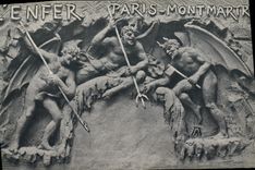 Fantasía de la POSTAL de la VENDIMIA el diablo de París Montmartre del infierno