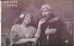 Cielo de París Montmartre del teatro de la POSTAL de la VENDIMIA la confesión