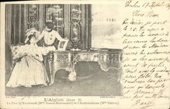 Teatro de la POSTAL de la VENDIMIA el duque de Eaglet de Reichstadt Sarah Bernhardt y la Srta. de la archiduquesa preval