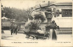 VINTAGE POSTCARD Paris Lived commercial of flowers Trades Lion of Belfort TOP