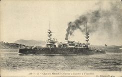 VINTAGE POSTCARD Bateau the Charles Martel Cuirasse squadron has turrets