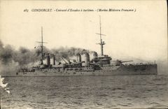 CPA Bateau Condorcet Cuirasse d'escadre a turbines 