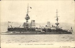 VINTAGE POSTCARD Bateau Massena Cuirasse squadron has turrets