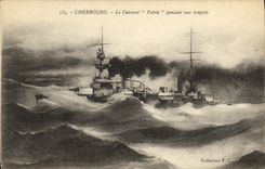 CPA Bateau Cuirasse Patrie pendant une tempete
