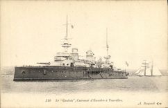 CPA Bateau La Gaulois Cuirasse d'escadre a tourelles