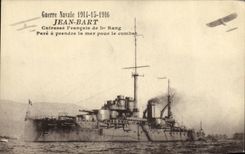CPA Bateau Jean Bart Cuirasse Francais de 1er rang Avion 
