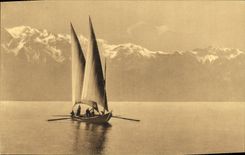 VINTAGE POSTCARD Boat Swiss Boat Lake leman