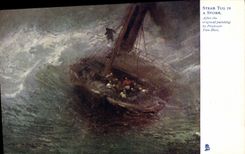 VINTAGE POSTCARD Bateau Steam Tug in has storm Professor Van Hier