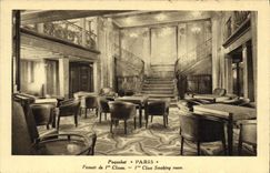 VINTAGE POSTCARD Boat Steamer Paris Smoking-room of 1st class