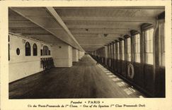VINTAGE POSTCARD Boat Paris Steamer One of the bridges of 1st class