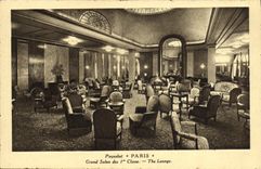 VINTAGE POSTCARD Boat Paris Steamer Large living room of 1st class