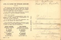 VINTAGE POSTCARD Bateau Call in favor of the boatmen mobilize