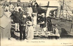 CPA Bateau Inspection des plats