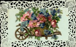 CPA Fantaisie Fleurs Brodee