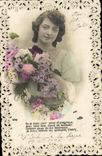 VINTAGE POSTCARD Fantasy Woman Brodee Flowers
