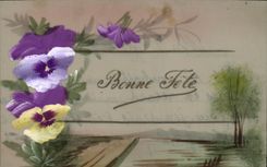 CPA Fantaisie Fleurs (decor a la main)
