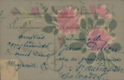CPA Fantaisie Fleurs (decor a la main)