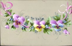 CPA Fantaisie Fleurs (peintes a la main)