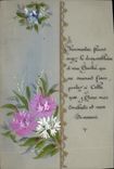 CPA Fantaisie Fleurs (decor a la main)