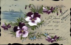 CPA Fantaisie Fleurs (decor a la main)