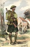 VINTAGE POSTCARD Armed English Highlander Combat dress Militaria