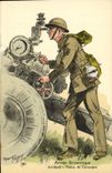 VINTAGE POSTCARD Armed British English Militaria Artillery Combat dress