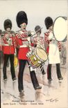 VINTAGE POSTCARD Armed British English Militaria Scotts Guards Drum Great behavior