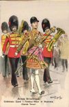 CPA Armee britannique anglaise Militaria Coldstream Guard Tambour major et musiciens Gradne tenue 