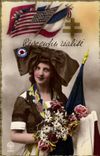 CPM Victoire Alsace Drapeau Femme