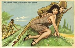 VINTAGE POSTCARD Militaria Soldier Pine Up