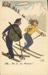 VINTAGE POSTCARD Militaria Ski Alpine hunter