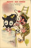 VINTAGE POSTCARD Militaria Pigrate with the armies Cow