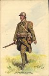 VINTAGE POSTCARD Infantry of line Combat dress 1938 Militaria