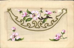 CPA Fantaisie Fleurs Brodee