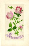 CPA Fantaisie Fleurs Brodee