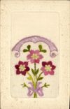 CPA Fantaisie Fleurs Brodee
