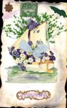 CPA Fantaisie Fleurs Bateau