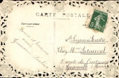 CPA Fantaisie Fleurs brodee